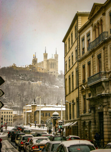 Lyon castle in snow