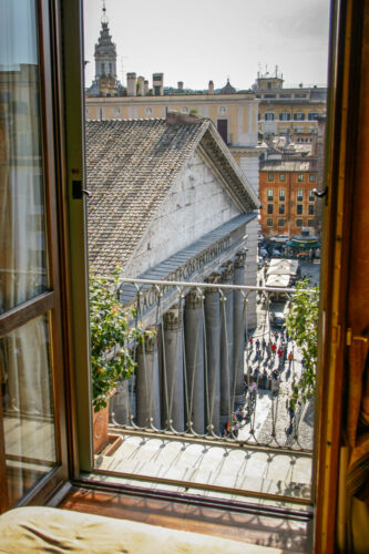 view of Pantheon from Albergo del Senato