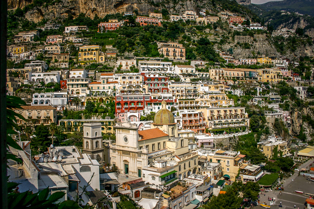 View over Positano from Hotel Miramare