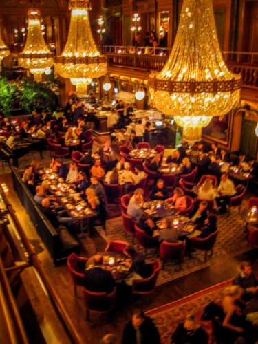 Berns Hotel lobby at night Stockholm