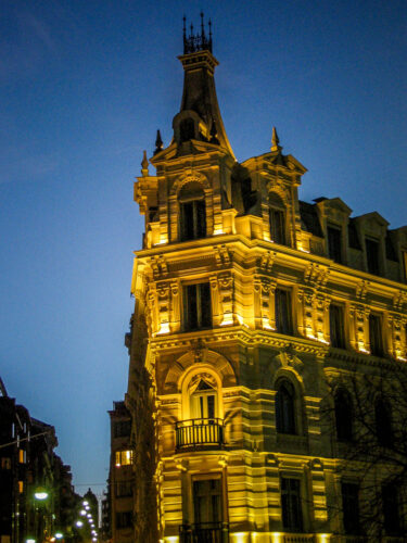 Stockholm old building at night