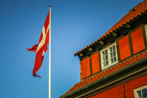 The Kastellet Citadel Copenhagen danish flag