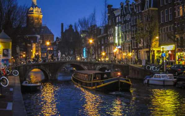 Amsterdam canal tour at night