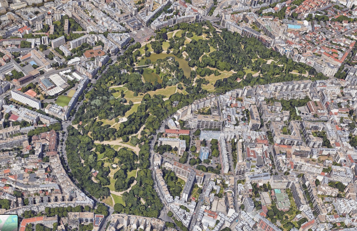 Parc des Buttes Chaumont satellite view