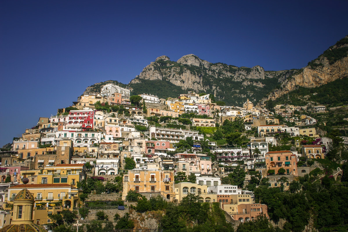 view of Positano from boat