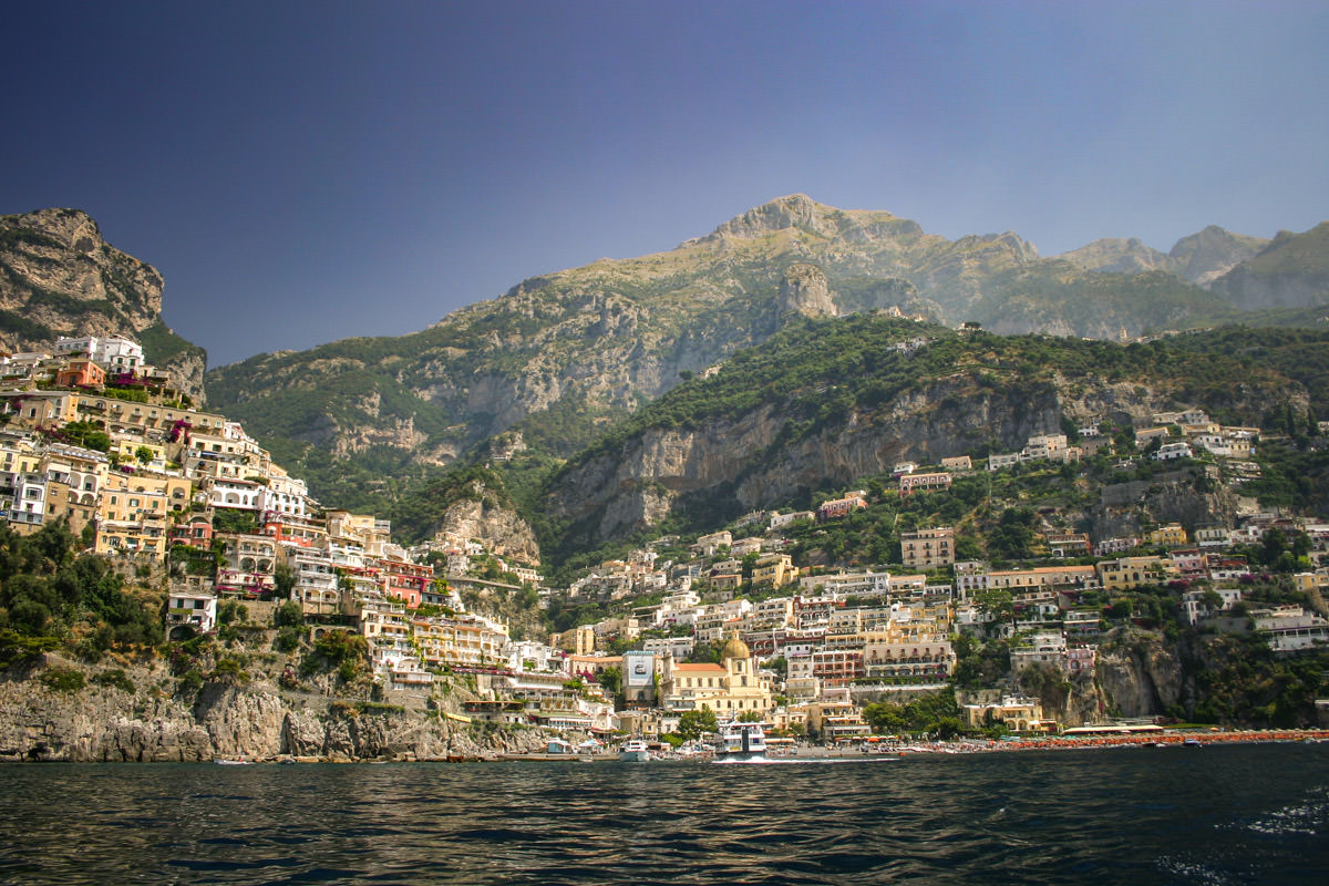 View of Positano from water