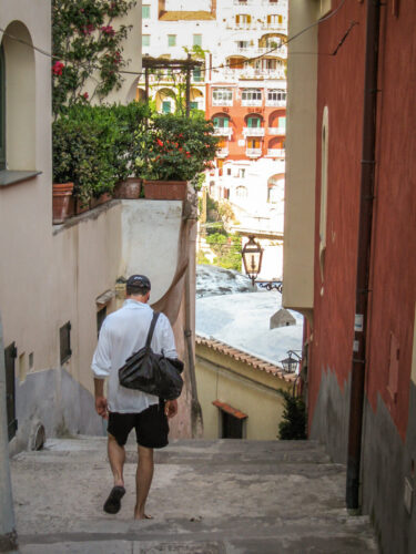 walking down steps positano