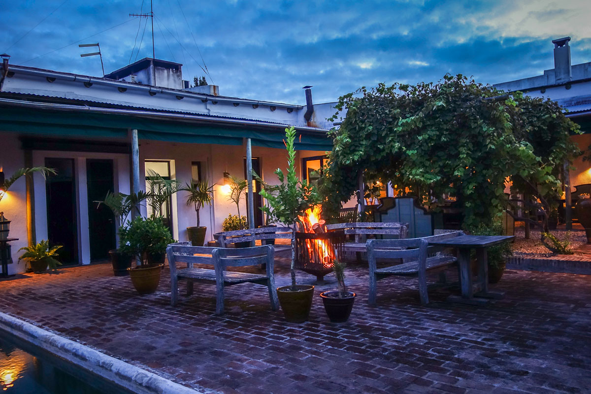 Hotel Garzón courtyard at night