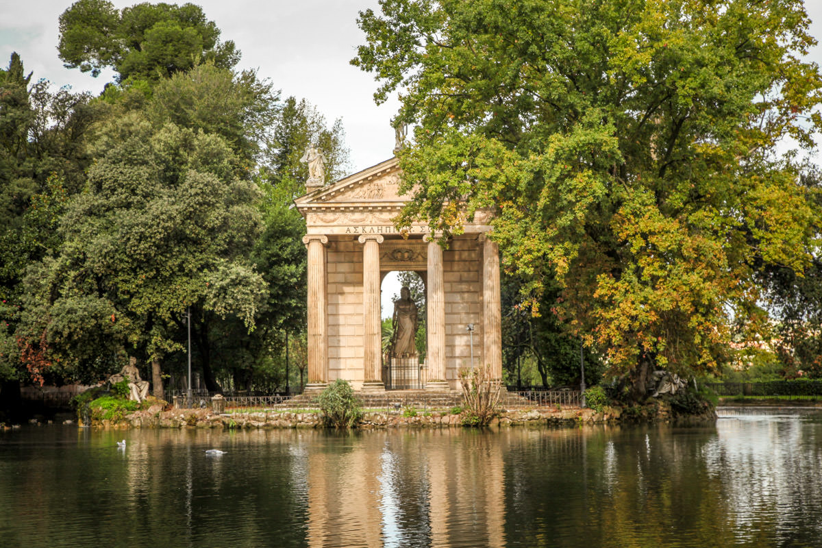 Villa Borghese Gardens temple statue
