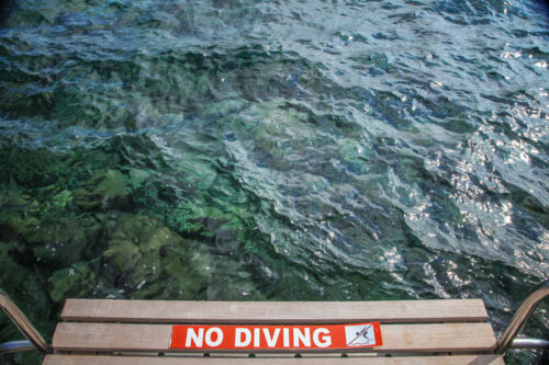 Il Pellicano No Diving sign