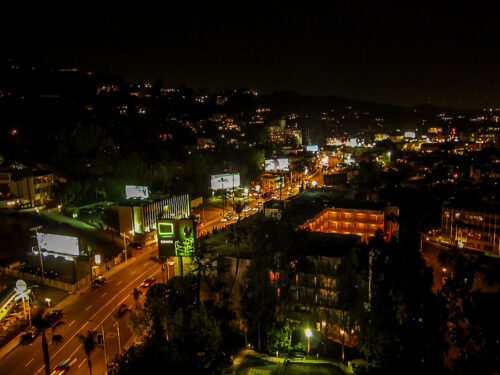 Sunset Boulevard at night Sunset Tower penthouse