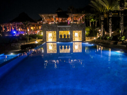 Esperanza main pool at night