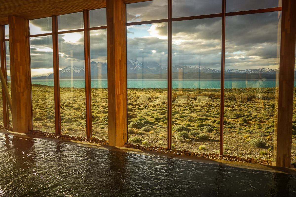 Tierra Patagonia swimming pool window