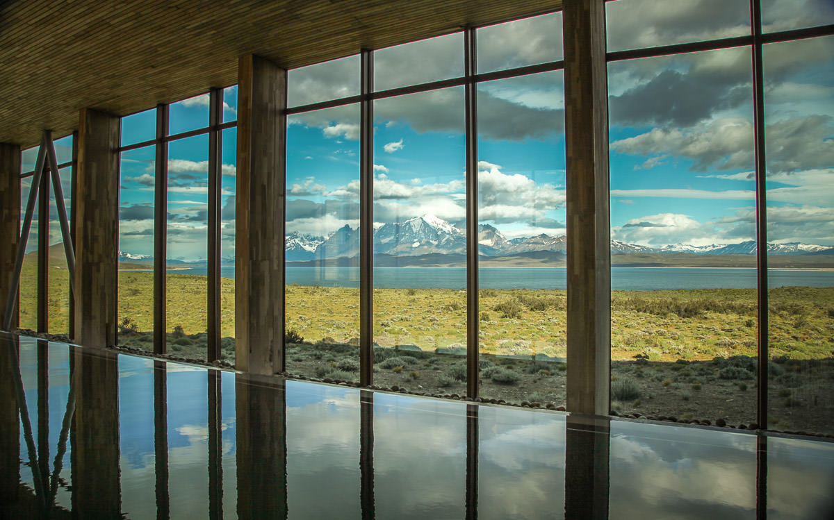 Tierra Patagonia pool window view