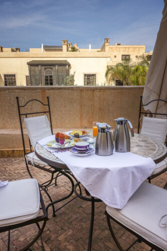 Villa des Orangers private riad breakfast on terrace