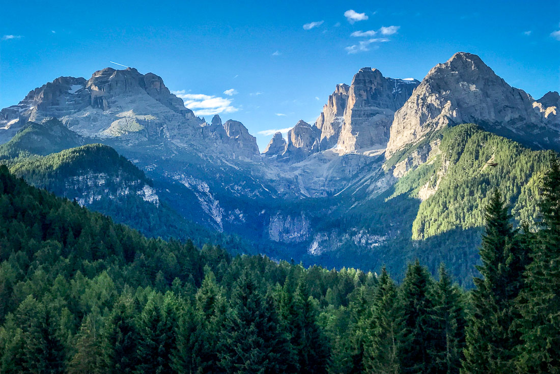 View of Brenta Range from room at Biohotel Hermitage