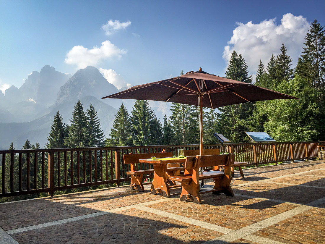 Terrace umbrella Biohotel Hermitage