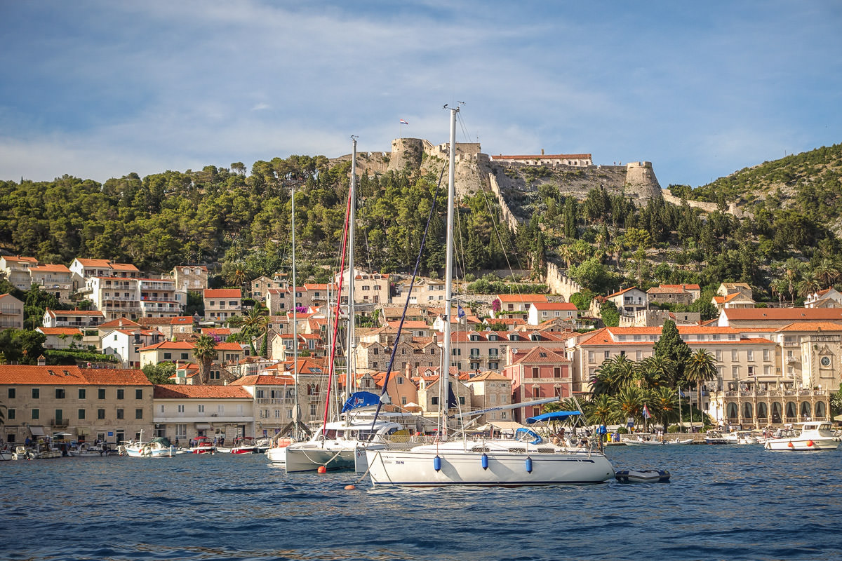 approaching Hvar from sailboat