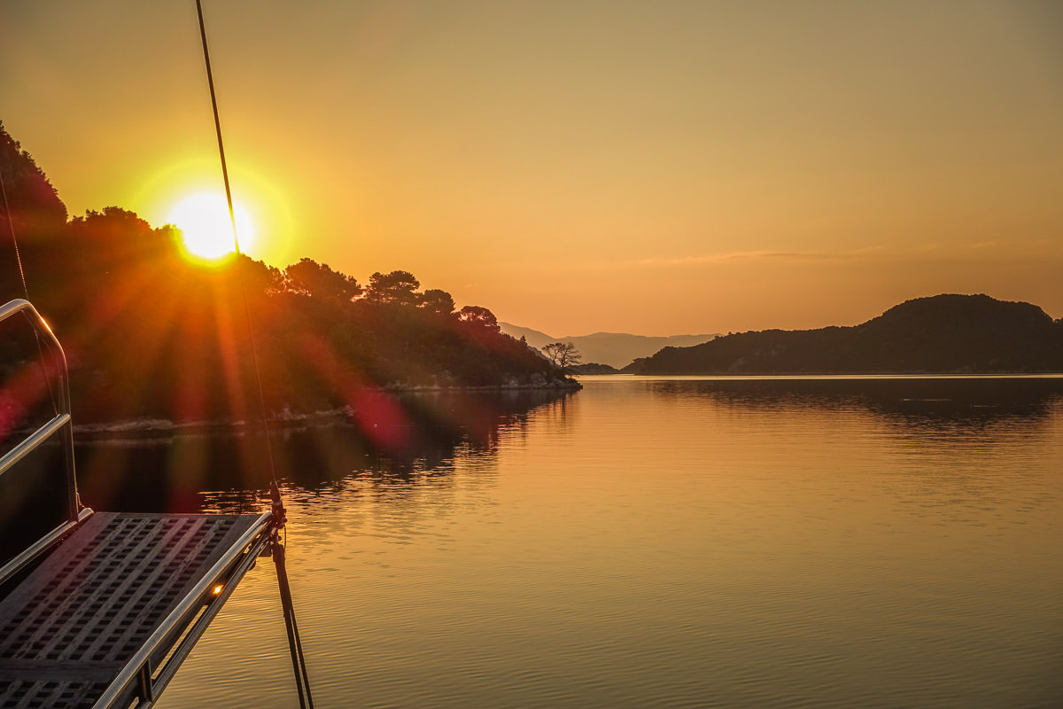 sunrise in Mljet sailboat
