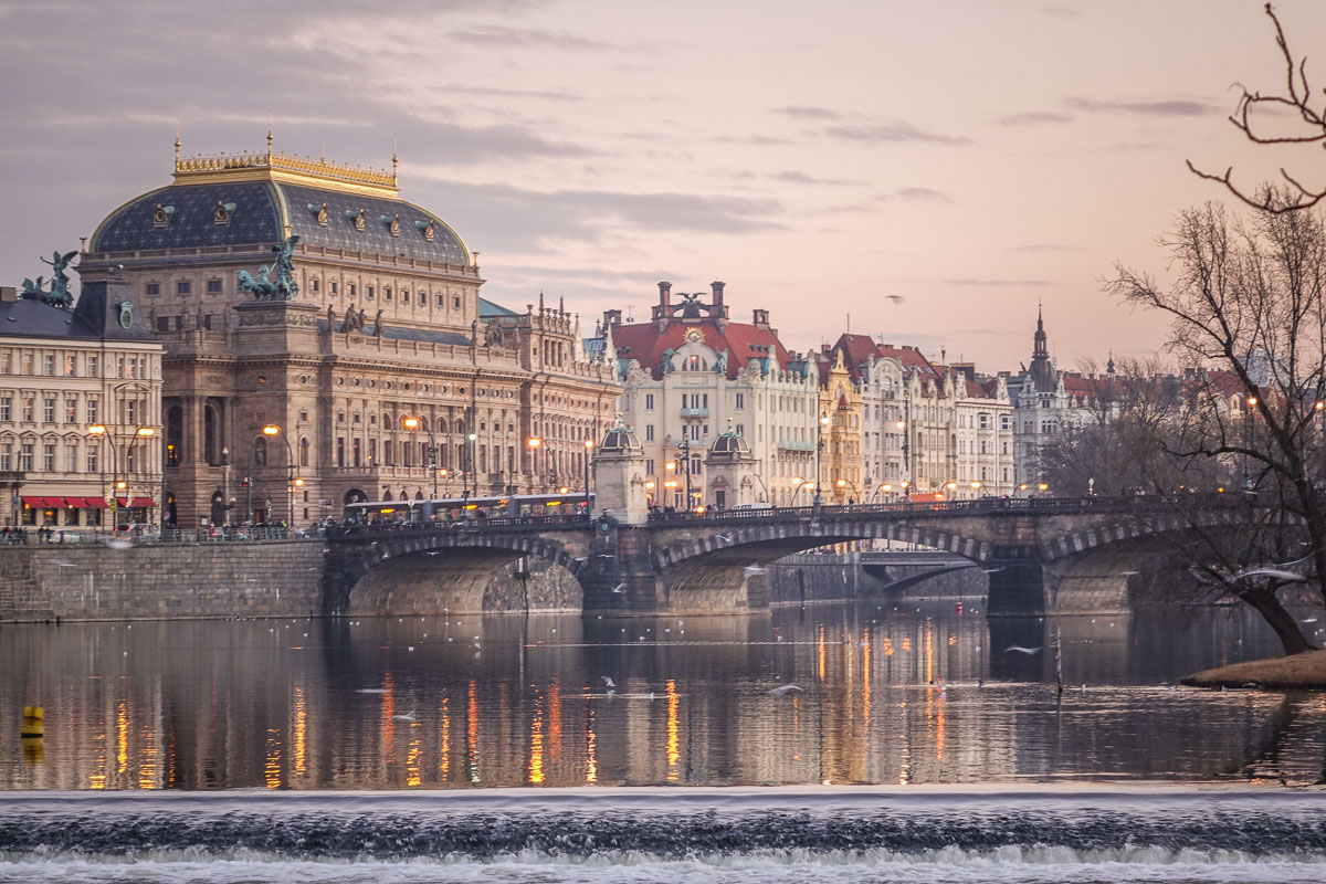 sunset views Vltava River