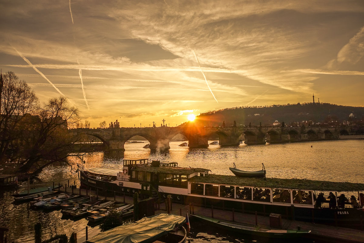 Charles Bridge Prague at sunset