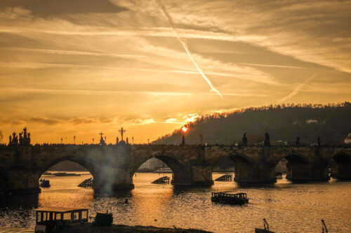 Charles Bridge Prague at sunset