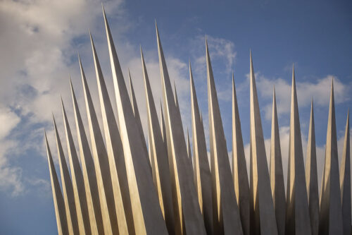 spike artwork along Vltava River