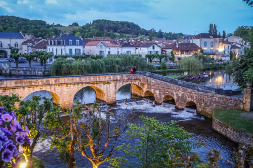 view of bridge from Le Moulin de l'Abbaye