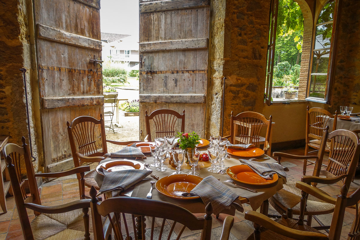 Table at La Ferme aux Grives Les Prés d'Eugénie