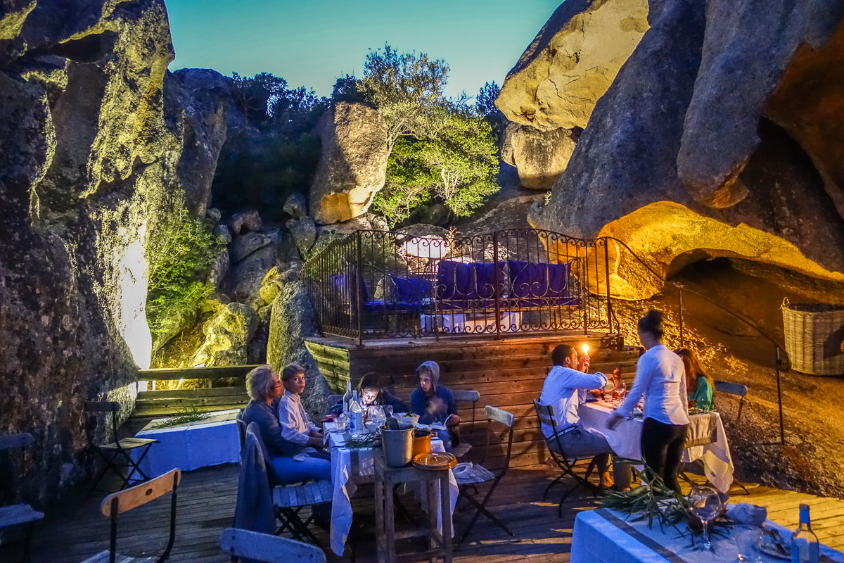 La Grotte at night Domaine de Murtoli
