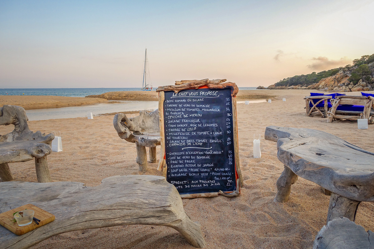beach menu Domaine de Murtoli