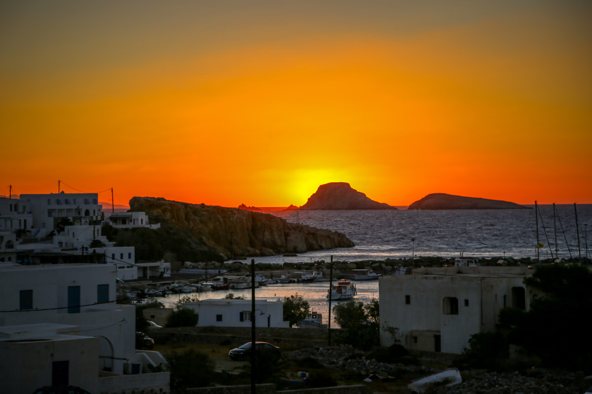 sunset over Folegandros port