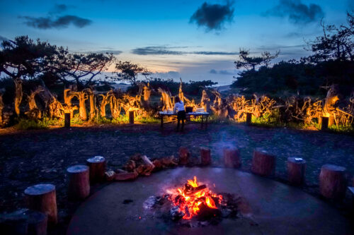 fire pit at dusk Areias do Seixo