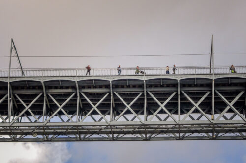 People on bridge Porto