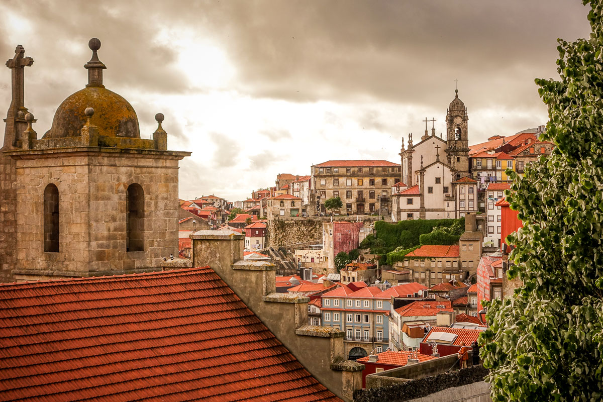 View of church bell towers Porto