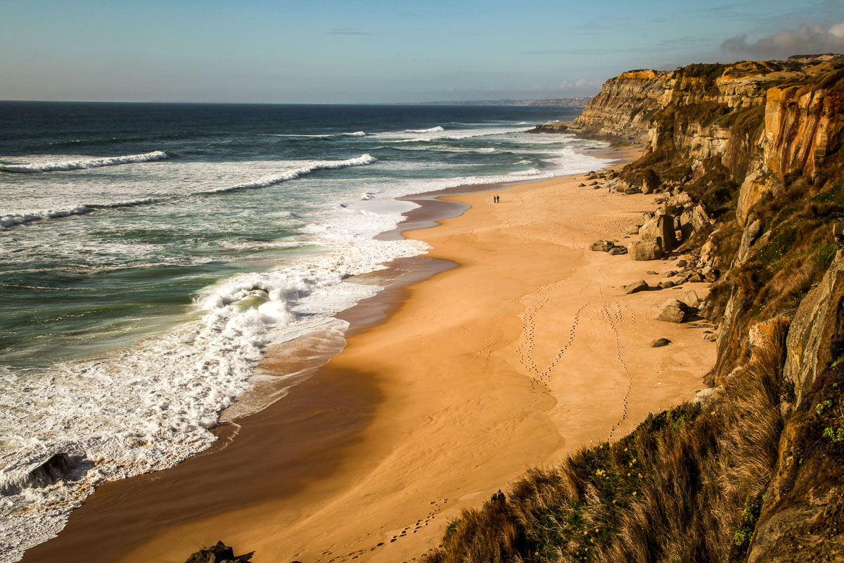 Areias do Seixo coast at sunset