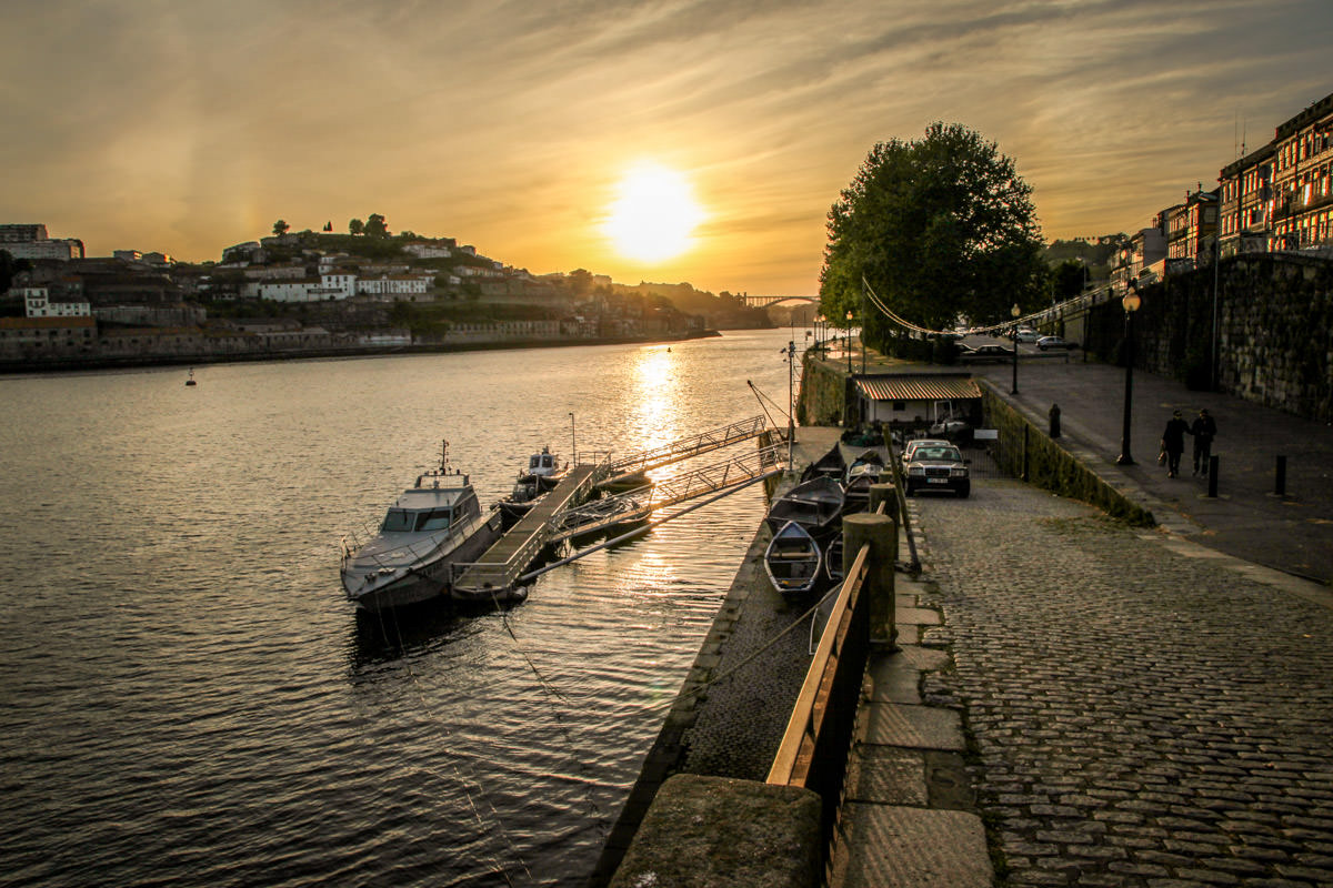 Boats along the Douro in Porto