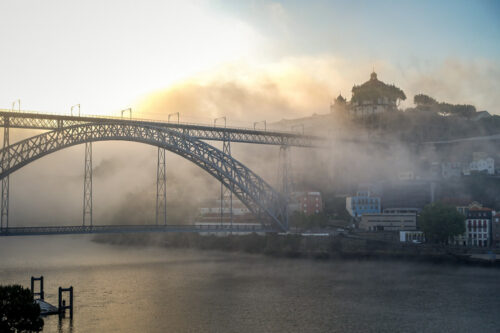 Porto bridge in fog