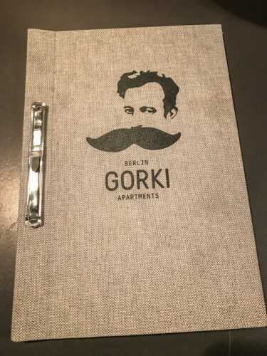 Gorki apartments Berlin menu