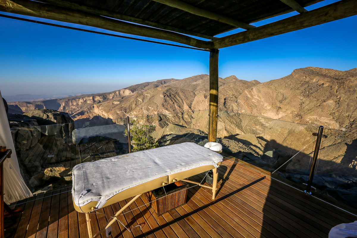 massage table view Alila Jabal Akhdar