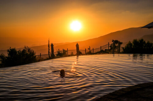 swimming pool at sunset Alila Jabal Akhdar