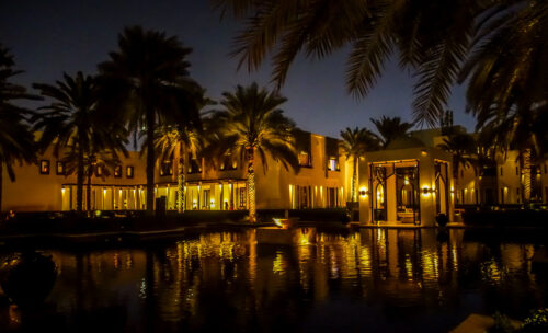 The Chedi Muscat night reflections