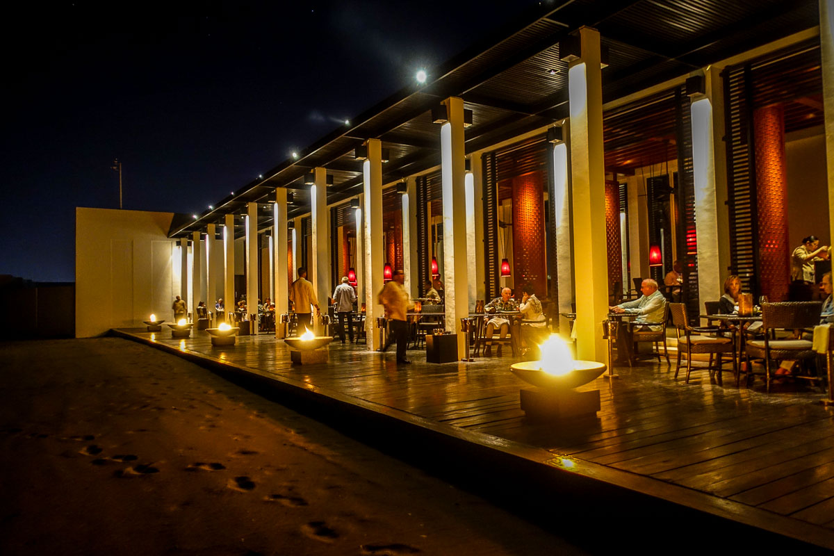 The Beach Restaurant at night Chedi Muscat