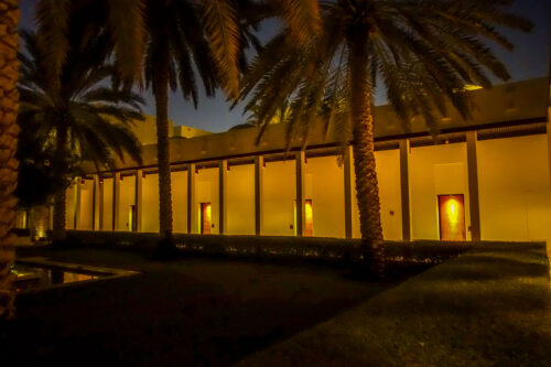 walkway at night Chedi Muscat