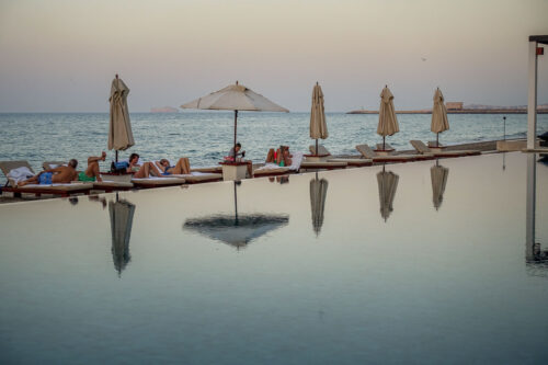 The Beach pool at dawn Chedi Muscat