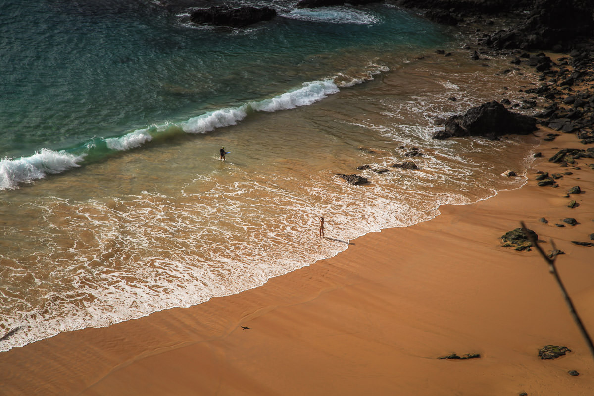 swimmers at Praia do Sancho Fernando de Noronha