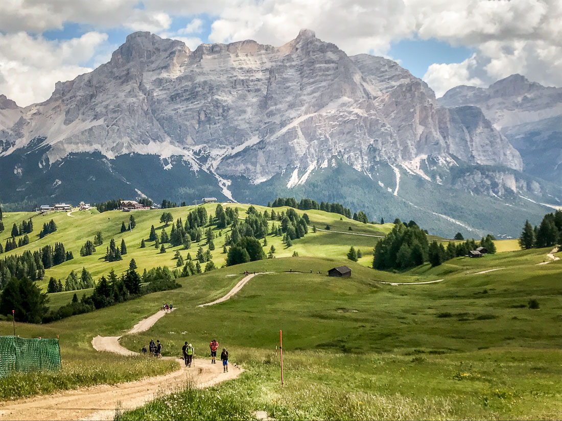 hikers on trail Piz Sorega