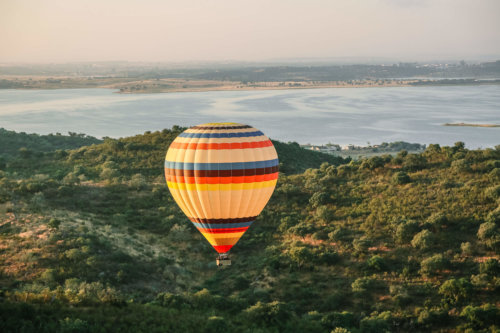 Balloon sunrise over Alqueva Reservoir