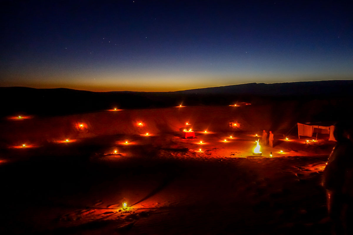 Dar Ahlam tent camp dinner in the dunes