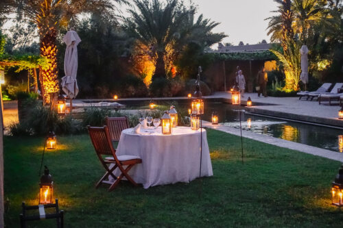 outdoor table at dusk Dar Ahlam